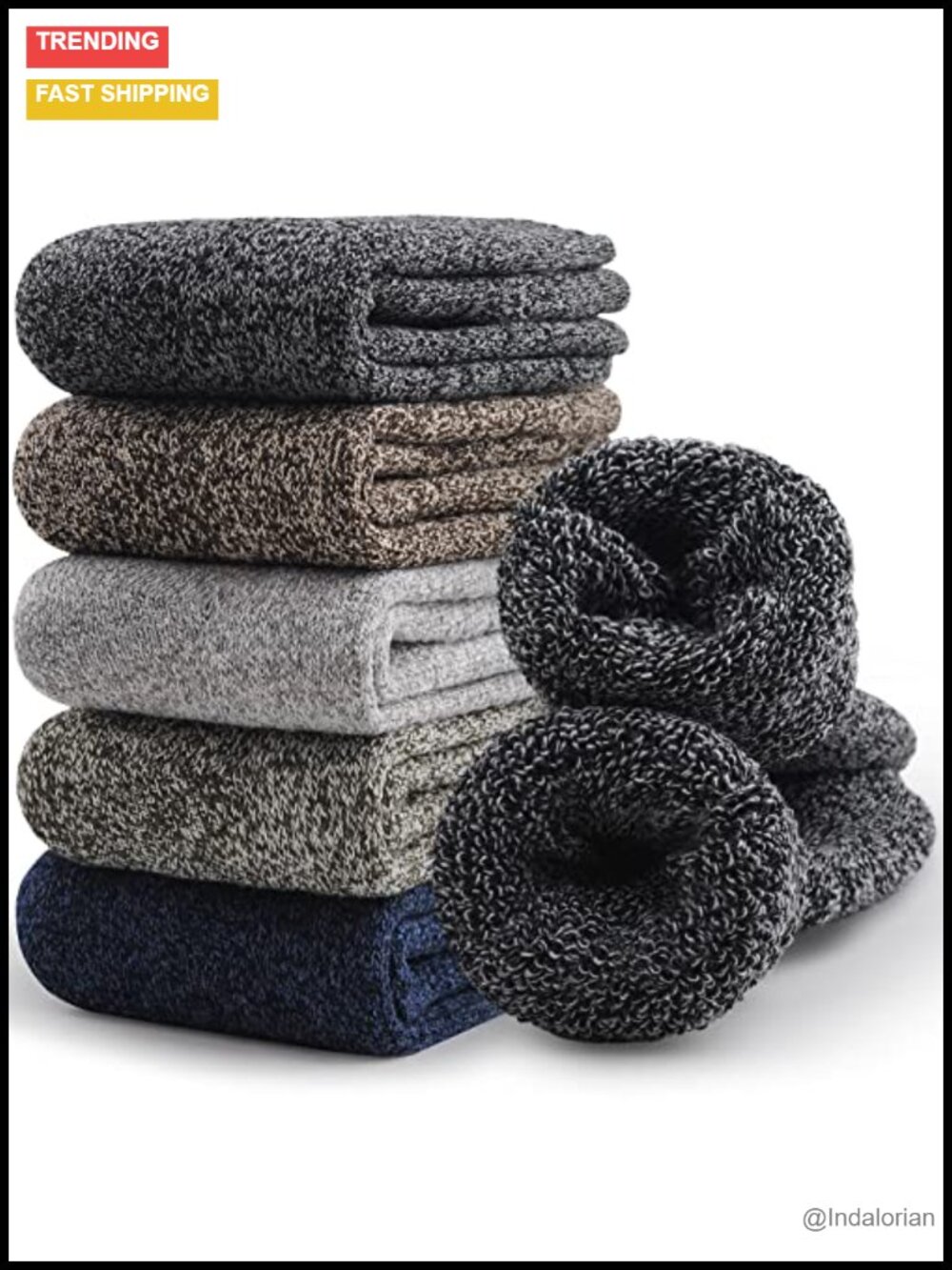 Merino Wool Hiking Socks, Thick Warm Crew Socks for Men, 5 Pairs